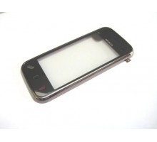 Тачскрин (сенсор) для Nokia N97 Mini, чёрный, с передней панелью коричневого цвета